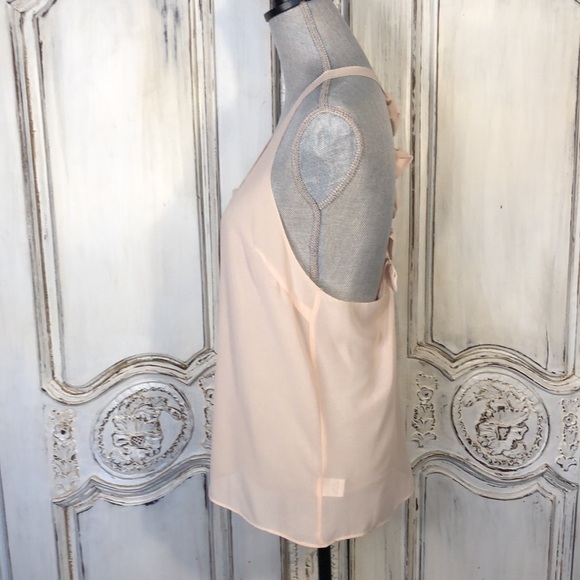 A.PEACH Unique Multi Bows Racer Back Sheer Soft Blush Top Size Large - Picture 4 of 9